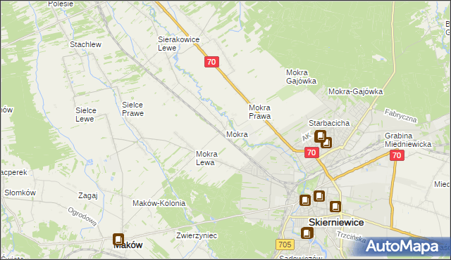 mapa Mokra gmina Skierniewice, Mokra gmina Skierniewice na mapie Targeo
