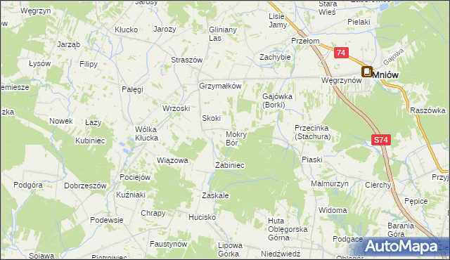 mapa Mokry Bór, Mokry Bór na mapie Targeo