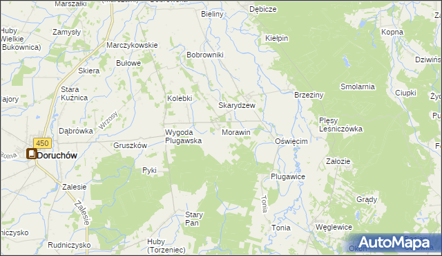 mapa Morawin gmina Doruchów, Morawin gmina Doruchów na mapie Targeo