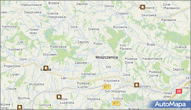 mapa Moszczenica powiat gorlicki, Moszczenica powiat gorlicki na mapie Targeo