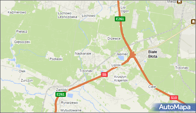 mapa Murowaniec gmina Białe Błota, Murowaniec gmina Białe Błota na mapie Targeo