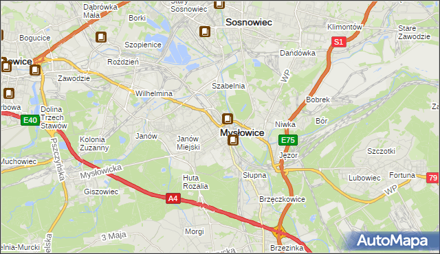 mapa Mysłowice, Mysłowice na mapie Targeo