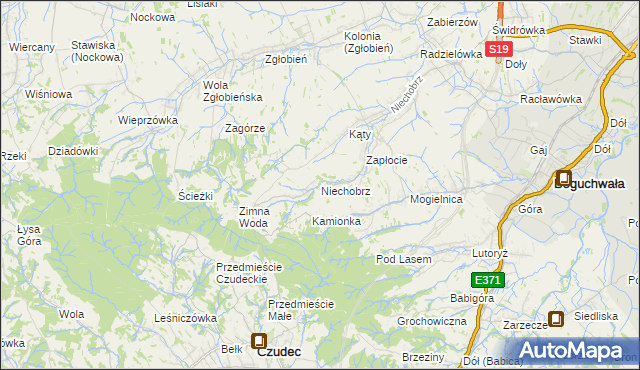 mapa Niechobrz, Niechobrz na mapie Targeo