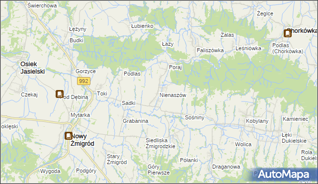 mapa Nienaszów, Nienaszów na mapie Targeo