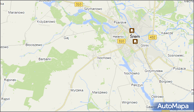 mapa Nochowo, Nochowo na mapie Targeo