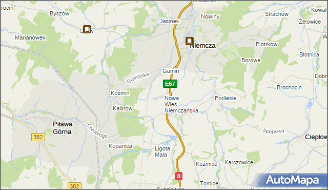 mapa Nowa Wieś Niemczańska, Nowa Wieś Niemczańska na mapie Targeo