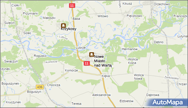 mapa Nowe Miasto nad Wartą, Nowe Miasto nad Wartą na mapie Targeo