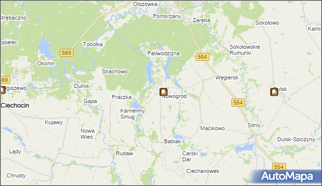 mapa Nowogród gmina Golub-Dobrzyń, Nowogród gmina Golub-Dobrzyń na mapie Targeo