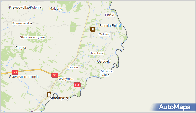 mapa Nowosiółki gmina Sławatycze, Nowosiółki gmina Sławatycze na mapie Targeo