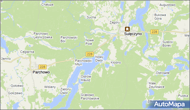 mapa Nowy Dwór gmina Sulęczyno, Nowy Dwór gmina Sulęczyno na mapie Targeo