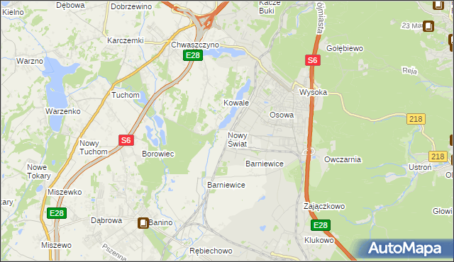 mapa Nowy Świat gmina Żukowo, Nowy Świat gmina Żukowo na mapie Targeo