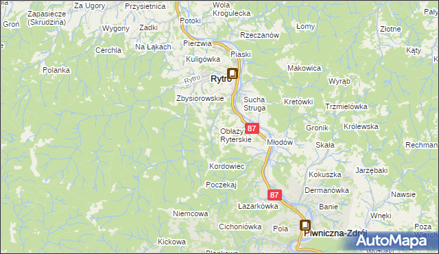 mapa Obłazy Ryterskie, Obłazy Ryterskie na mapie Targeo