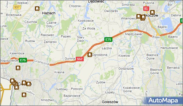 mapa Ogrodzona gmina Dębowiec, Ogrodzona gmina Dębowiec na mapie Targeo