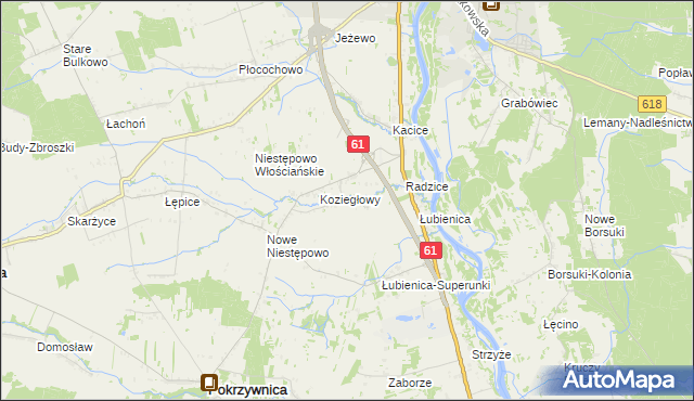 mapa Olbrachcice gmina Pokrzywnica, Olbrachcice gmina Pokrzywnica na mapie Targeo