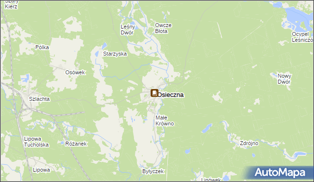 mapa Osieczna powiat starogardzki, Osieczna powiat starogardzki na mapie Targeo