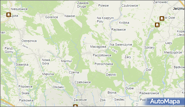 mapa Paczółtowice, Paczółtowice na mapie Targeo