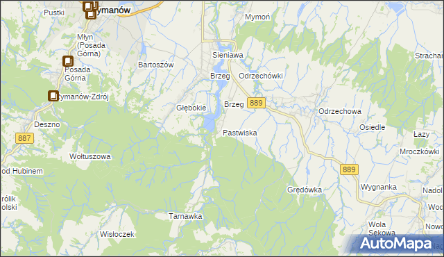 mapa Pastwiska gmina Zarszyn, Pastwiska gmina Zarszyn na mapie Targeo