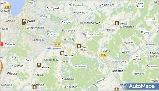 mapa Pewel Mała, Pewel Mała na mapie Targeo