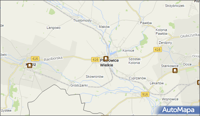 mapa Pietrowice Wielkie, Pietrowice Wielkie na mapie Targeo