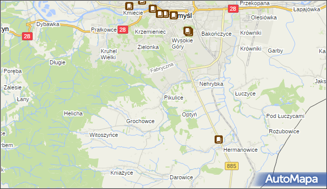 mapa Pikulice, Pikulice na mapie Targeo