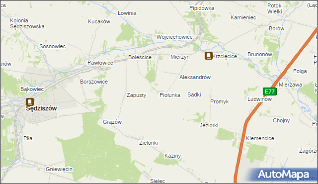 mapa Piołunka, Piołunka na mapie Targeo