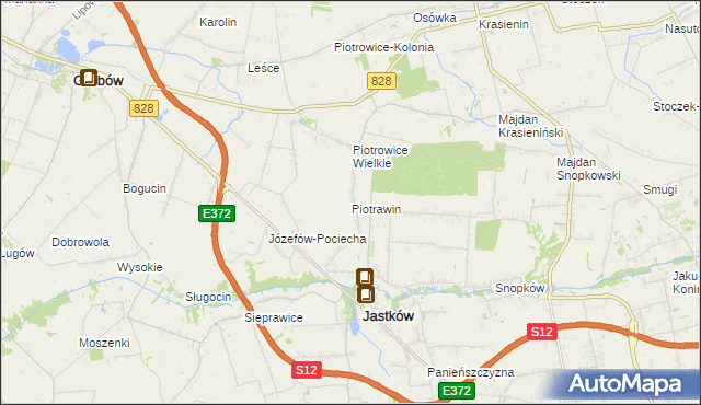 mapa Piotrawin gmina Jastków, Piotrawin gmina Jastków na mapie Targeo