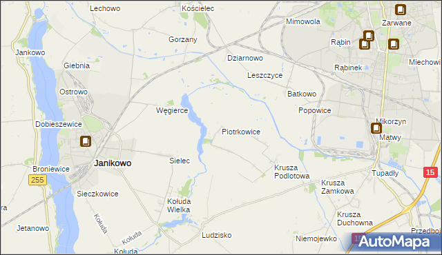 mapa Piotrkowice gmina Inowrocław, Piotrkowice gmina Inowrocław na mapie Targeo