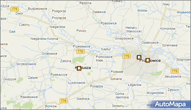 mapa Piotrkowice Małe, Piotrkowice Małe na mapie Targeo