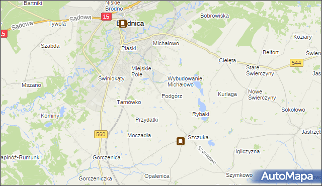 mapa Podgórz gmina Brodnica, Podgórz gmina Brodnica na mapie Targeo