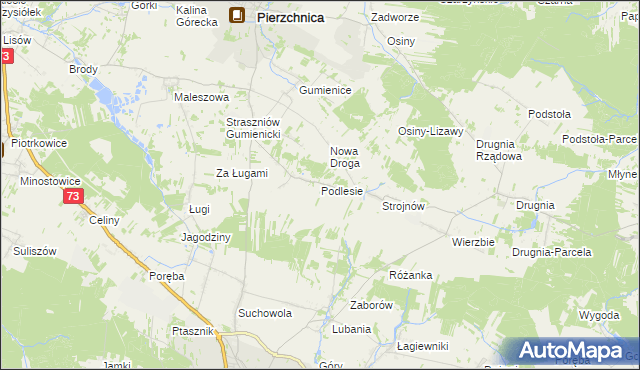 mapa Podlesie gmina Pierzchnica, Podlesie gmina Pierzchnica na mapie Targeo