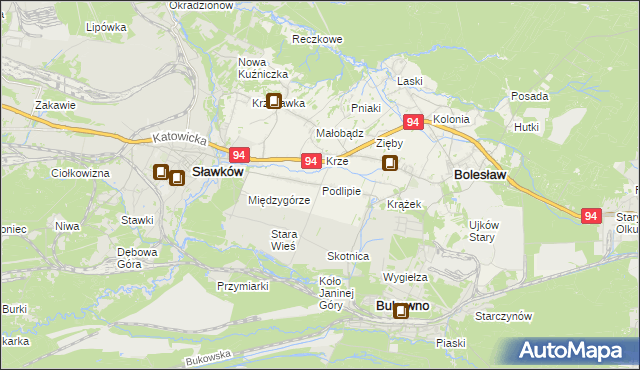 mapa Podlipie gmina Bolesław, Podlipie gmina Bolesław na mapie Targeo