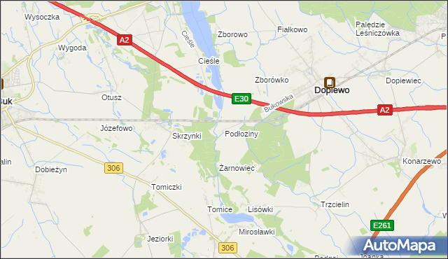 mapa Podłoziny, Podłoziny na mapie Targeo