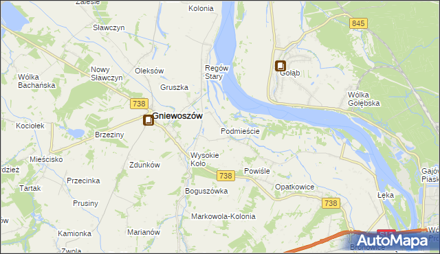 mapa Podmieście gmina Gniewoszów, Podmieście gmina Gniewoszów na mapie Targeo