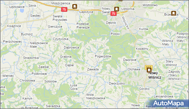 mapa Pogwizdów gmina Bochnia, Pogwizdów gmina Bochnia na mapie Targeo