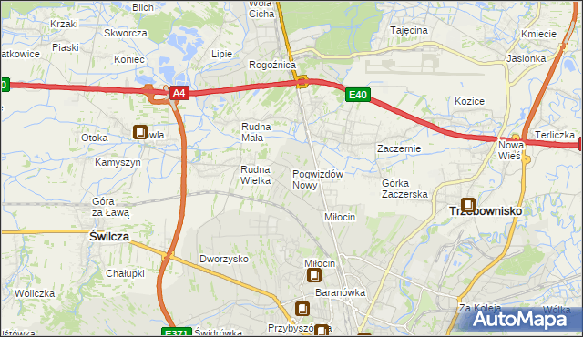mapa Pogwizdów Nowy, Pogwizdów Nowy na mapie Targeo