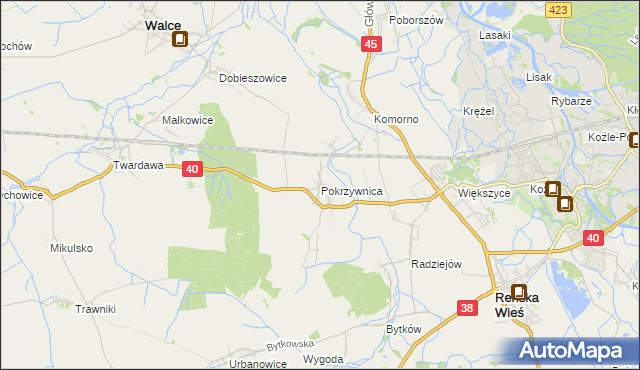 mapa Pokrzywnica gmina Reńska Wieś, Pokrzywnica gmina Reńska Wieś na mapie Targeo