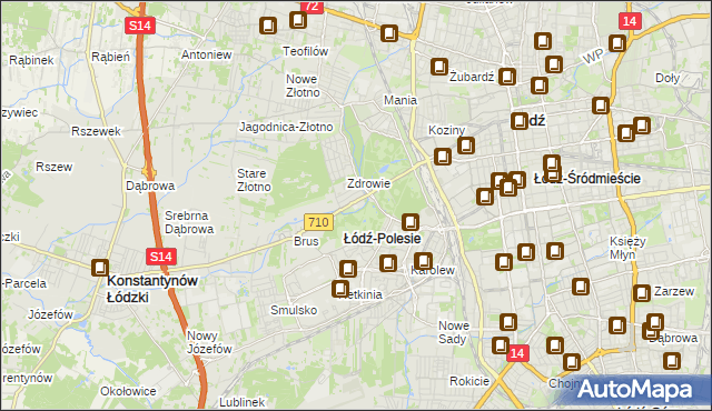 mapa Polesie gmina Łódź, Polesie gmina Łódź na mapie Targeo