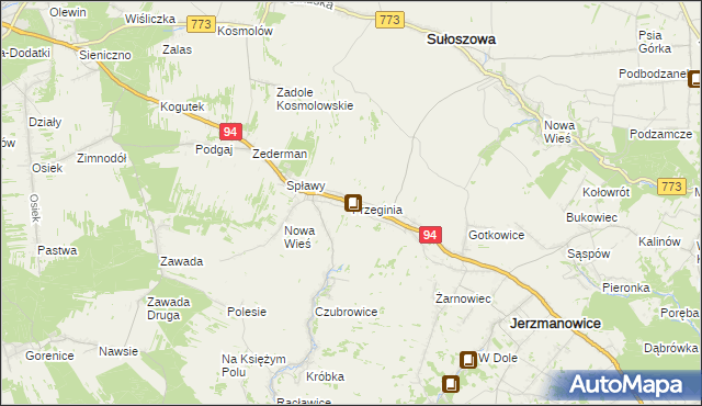 mapa Przeginia, Przeginia na mapie Targeo