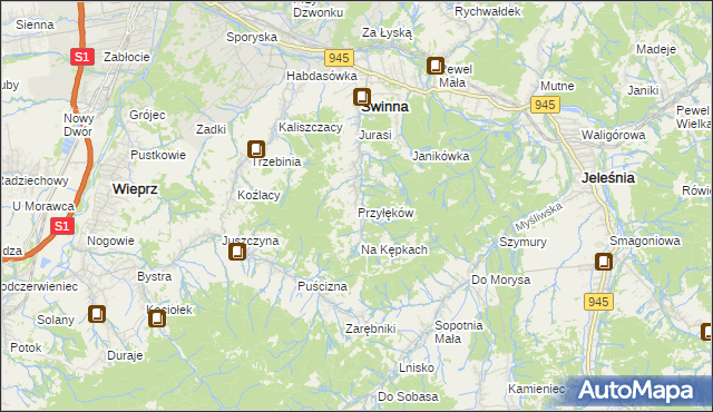 mapa Przyłęków, Przyłęków na mapie Targeo