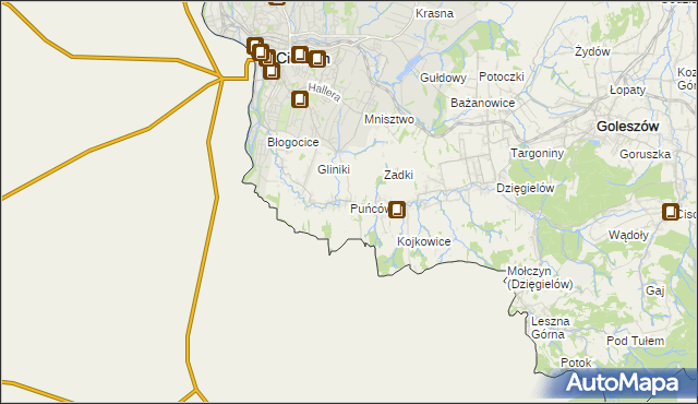 mapa Puńców, Puńców na mapie Targeo