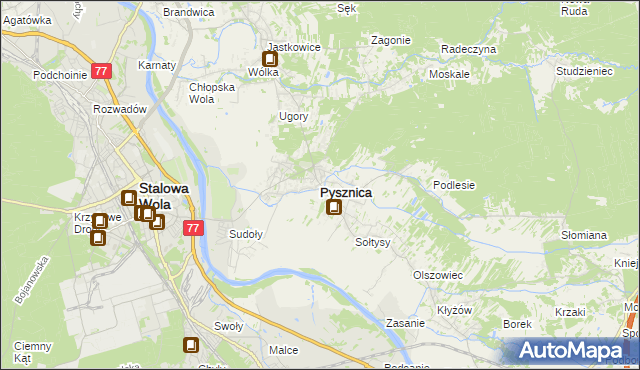 mapa Pysznica, Pysznica na mapie Targeo