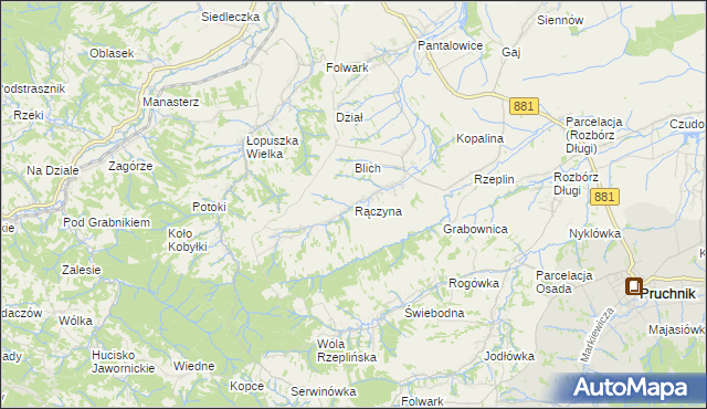 mapa Rączyna, Rączyna na mapie Targeo