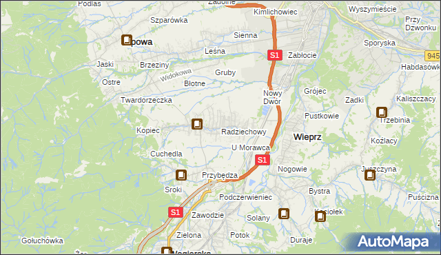 mapa Radziechowy, Radziechowy na mapie Targeo