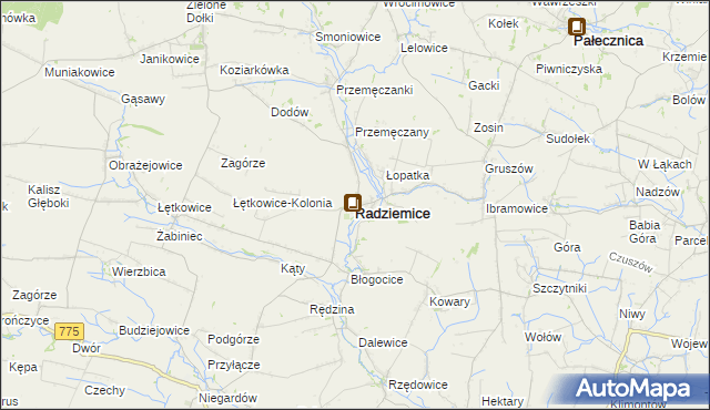 mapa Radziemice, Radziemice na mapie Targeo