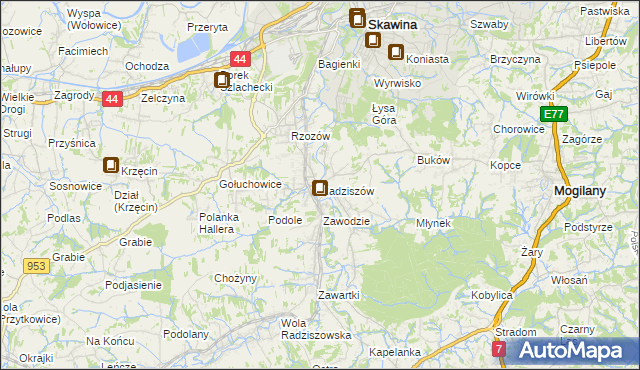 mapa Radziszów, Radziszów na mapie Targeo