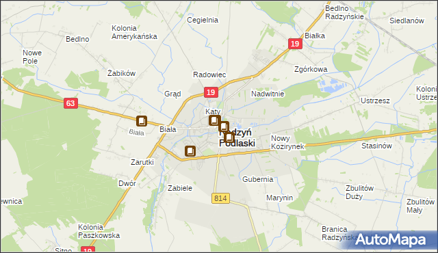 mapa Radzyń Podlaski, Radzyń Podlaski na mapie Targeo