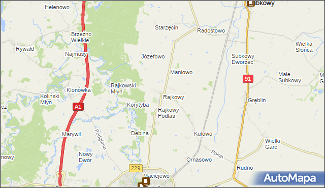 mapa Rajkowy, Rajkowy na mapie Targeo