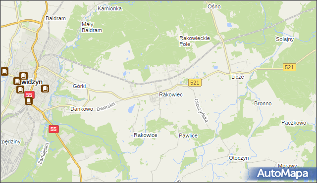 mapa Rakowiec gmina Kwidzyn, Rakowiec gmina Kwidzyn na mapie Targeo