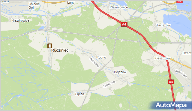 mapa Rudno gmina Rudziniec, Rudno gmina Rudziniec na mapie Targeo