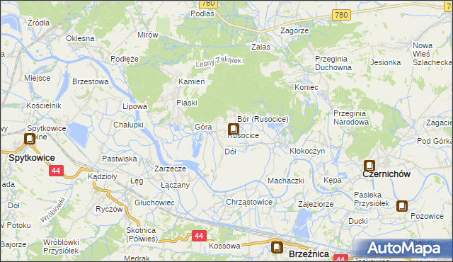 mapa Rusocice gmina Czernichów, Rusocice gmina Czernichów na mapie Targeo